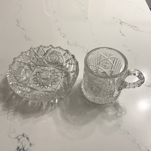 Antique American Brilliant Deep Cut ABP Glass Crystal Sawtooth Edge Hobstar - Picture 1 of 6